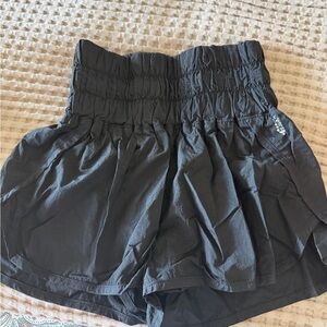 Free People Black Smocked Waist Flowy Athletic Shorts